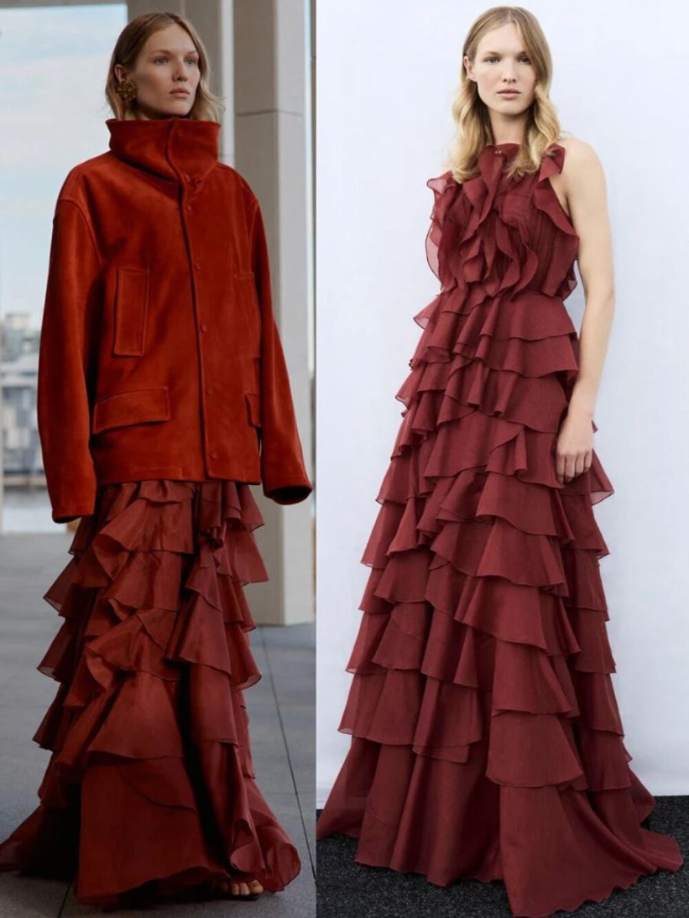 Aje Cleo Gown Rust Brown Orange Ruffle Chiffon Maxi Dress NWT Size AU 8 US 4 - Picture 12 of 13